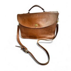 HM Leathercraft Tan Leather Messenger briefcase Bag unisex